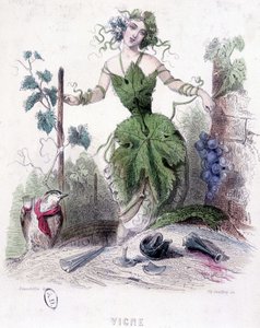 Femme, allégorie de la vigne - dessin par Grandville - Grandville