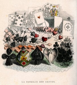 illustration : Une bataille de cartes à jouer, pour "Un Autre Monde", édition Fournier - Grandville