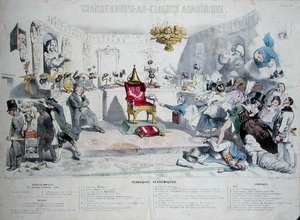 Grande course au clocher académique, caricature représentant l