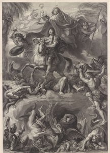 Portrait équestre allégorique de Louis XIV, roi de France - Gérard Edelinck