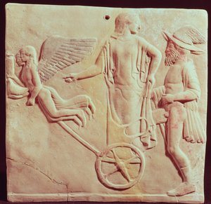 Aphrodite et Hermès sur un char tiré par Éros et Psyché, 470 av. J.-C. - Greek