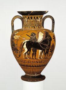 Amphore à col à figures noires attiques avec apothéose d