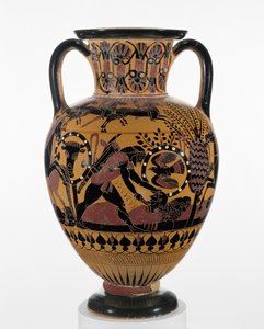 Amphore à figures noires chalcidienne avec Ulysse tuant un Thrace, vers 540 av. J.-C.