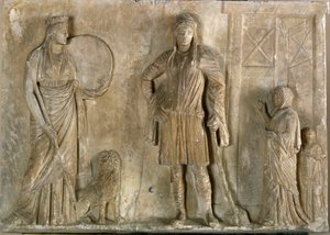Art grec : divinités phrygiennes Cybèle et Attis, son fils et amant - Greek