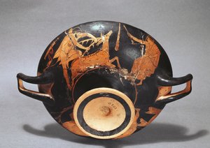 Kylix décoré avec Héraclès et la biche de Cérynie