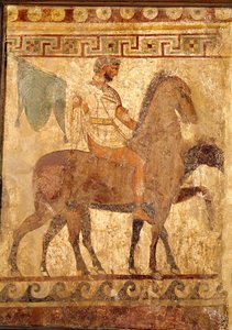 Soldat sur un cheval, peinture funéraire