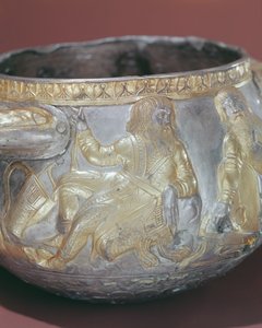Coupe à boire représentant des soldats scythes (détail) - Greek School