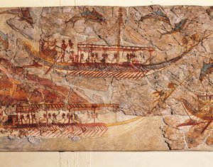 Fresque représentant une procession de navires, d