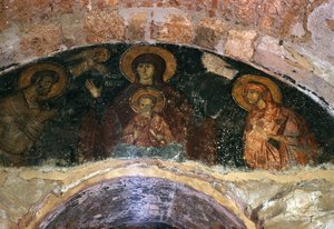 Mère de Dieu, peinture murale du narthex, église Afendiko, monastère de Brontochion - Greek School