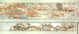 Expéditions navales et paysage fluvial, fresque d
