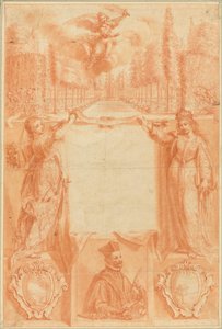 Dessin pour un frontispice : Viridarium sacrae ac profanae eruditionis". - Gregoire Huret