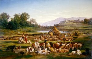 Bergers avec des moutons