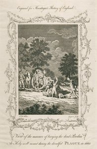 Enterrement des victimes de la peste, Holywell Mount, Shoreditch, Londres, 1665, vers la fin du 18e siècle - Grignion