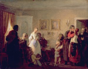 Félicitations aux jeunes mariés dans un manoir, 1860 - Grigori Grigorievich Mjasoedov