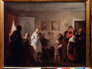 Les félicitations à un couple de jeunes mariés dans un manoir - Grigori Grigoryevich Myasoedov