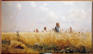 Récolte : paysans russes fauchant les blés - Grigoriy Myasoyedov