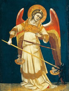 Archange Michel pesant les âmes, vers 1354, par Guariento, tempera sur panneau - Guariento di Arpo