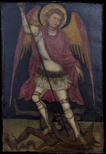 Saint Michel Archange lutte contre Satan. - Guariento di Arpo