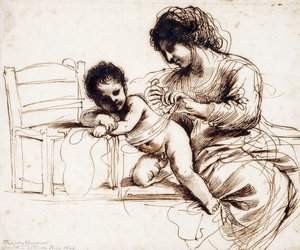Une mère et son enfant près d
