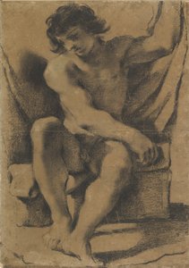 Jeune homme nu assis en vue presque frontale, vers 1618