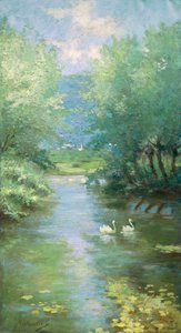 Paysage avec cygnes