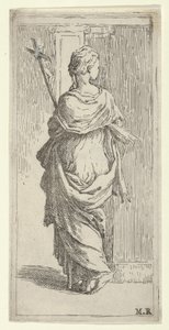 Fille portant un crucifix et marchant vers un pilastre, vue de dos, vers 1590-1600 - Guido Reni