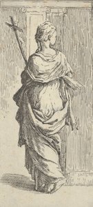 Fille portant un crucifix et marchant vers un pilastre, vue de dos, vers 1590-1600 - Guido Reni