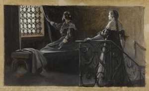 Ethel et la femme voilée, vers 1889 (huile sur toile) - Guillaume Albert Demarest