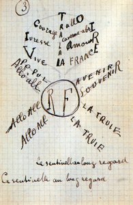 Calligramme de Guillaume Apollinaire - dans « Du coton dans les oreilles », manuscrit autographe de 17 feuilles - Guillaume Apollinaire