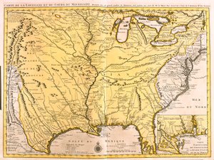 Carte de la Louisiane (USA) et du fleuve Mississippi (gravure) - Guillaume Delisle
