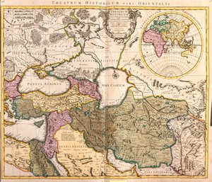 Carte des pays voisins de la mer Caspienne (Russie, Arménie, Perse, Kazakhstan, Turkménistan)