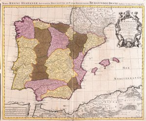 Carte de la péninsule Ibérique, Royaume du Portugal et d