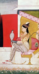 Dame avec un faucon, style Pahari, Punjab Hills, vers 1750