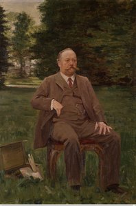 Fernand Scribe dans son jardin