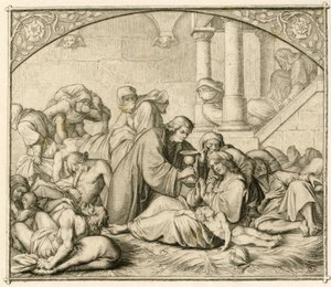 Luther avec des malades de la peste à Wittenberg - Gustav Ferdinand Leopold Konig