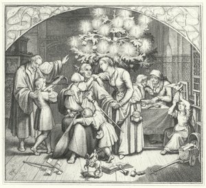 Martin Luther et sa famille célébrant la saison festive (gravure) - Gustav Ferdinand Leopold Konig