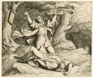 Martin Luther et son ami Alexis (peut-être était-ce son nom) se promenaient et il y eut un orage. Alexis fut frappé par la foudre et il mourut - Gustav Ferdinand Leopold Konig