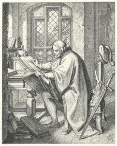 Martin Luther commence la traduction de la Bible au château de Wartburg - Gustav Ferdinand Leopold Konig