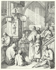Martin Luther prêchant un sermon (gravure) - Gustav Ferdinand Leopold Konig