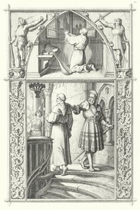 Martin Luther en prière avant la Diète de Worms (haut). Georg von Frundsberg encourage Martin Luther (bas) - Gustav Ferdinand Leopold Konig