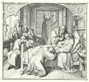 Martin Luther prie au chevet de Philippe Melanchthon - Gustav Ferdinand Leopold Konig