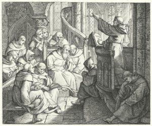 Martin Luther prêche à Johann von Staupitz et aux autres moines du monastère - Gustav Ferdinand Leopold Konig