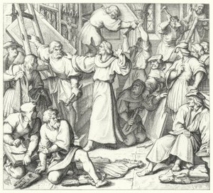 Martin Luther réprimant les iconoclastes à Wittenberg (gravure) - Gustav Ferdinand Leopold Konig