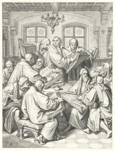Martin Luther traduisant la Bible en allemand (gravure) - Gustav Ferdinand Leopold Konig