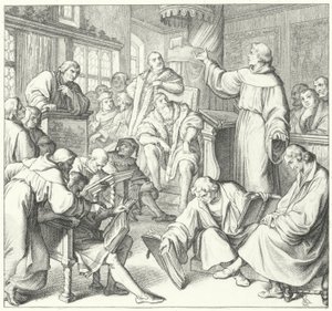 Le débat de Leipzig, Andreas Karlstadt, Johann Eck et Martin Luther, 1519 - Gustav Ferdinand Leopold Konig