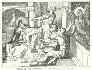 Le reniement de Pierre, Saint Luc, ch xxii, v 55, 56 - Gustav Jager