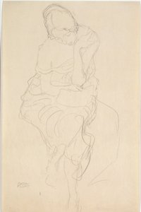 Femme assise sur un tabouret de face - Gustav Klimt