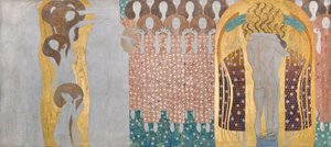 Frise Beethoven: Les Arts, Chœur du Paradis et Étreinte - Panneau 8, mur long droit - Gustav Klimt