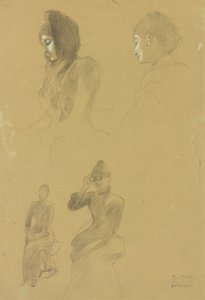 Quatre études de portraits de femmes - Gustav Klimt