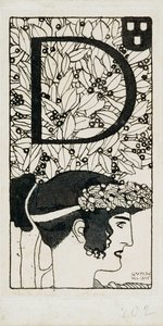 Initiale D, utilisée dans le troisième numéro de Ver Sacrum, la revue du mouvement Art Nouveau Secession en Autriche. - Gustav Klimt